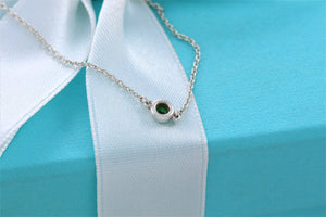 Tiffany & Co. Elsa Peretti Slver Color By The Yard Tsavorite Delicate Chain Bracelet