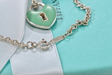 Load image into Gallery viewer, Tiffany &amp; Co. Silver Blue Enamel Large Keyhole Heart Charm Necklace

