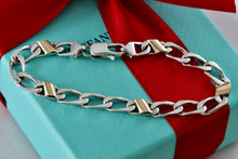 Load image into Gallery viewer, Tiffany &amp; Co. 18k Gold &amp; Silver Figaro Cuban Link 7&quot; Bracelet
