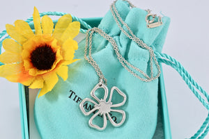 Tiffany & Co. Open Flower Pendant 16" Necklace