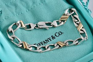 Tiffany & Co. 18k Gold & Silver Figaro Cuban Link 7" Bracelet