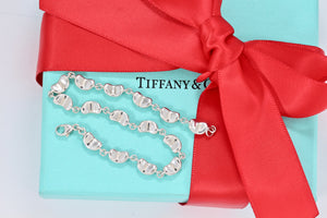 Tiffany & Co. Elsa Peretti Silver Bean Link 7.75" Bracelet