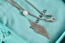 Load image into Gallery viewer, Tiffany &amp; Co. Elsa Peretti Silver Pearl Tassle Mesh 16&quot; Necklace
