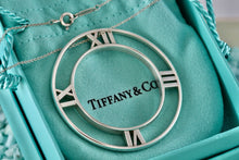 Load image into Gallery viewer, Tiffany &amp; Co. Atlas Silver Roman Numerals XL Medallion Circle Pendant 18&quot; Necklace
