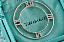 Load image into Gallery viewer, Tiffany &amp; Co. Atlas Silver Roman Numerals XL Medallion Circle Pendant 18&quot; Necklace
