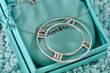 Load image into Gallery viewer, Tiffany &amp; Co. Atlas Silver Roman Numerals XL Medallion Circle Pendant 18&quot; Necklace
