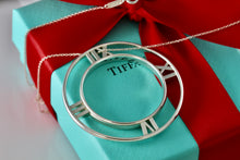 Load image into Gallery viewer, Tiffany &amp; Co. Atlas Silver Roman Numerals XL Medallion Circle Pendant 18&quot; Necklace
