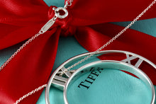 Load image into Gallery viewer, Tiffany &amp; Co. Atlas Silver Roman Numerals XL Medallion Circle Pendant 18&quot; Necklace
