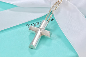 Tiffany & Co. Paloma Picasso Silver Tenderness Heart XL Huge Cross 18" Necklace