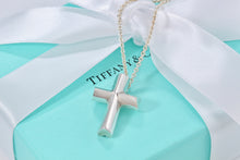 Load image into Gallery viewer, Tiffany &amp; Co. Paloma Picasso Silver Tenderness Heart XL Huge Cross 18&quot; Necklace
