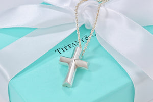 Tiffany & Co. Paloma Picasso Silver Tenderness Heart XL Huge Cross 18" Necklace