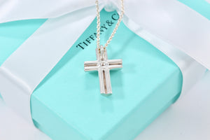 Tiffany & Co. Paloma Picasso Silver Tenderness Heart XL Huge Cross 18" Necklace