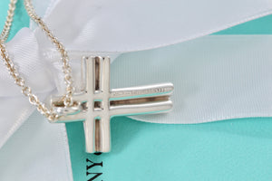 Tiffany & Co. Paloma Picasso Silver Tenderness Heart XL Huge Cross 18" Necklace