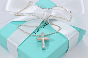 Tiffany & Co. Paloma Picasso Silver Tenderness Heart XL Huge Cross 18" Necklace