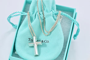 Tiffany & Co. Paloma Picasso Silver Tenderness Heart XL Huge Cross 18" Necklace