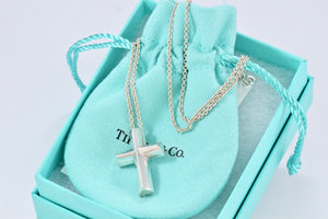 Tiffany & Co. Paloma Picasso Silver Tenderness Heart XL Huge Cross 18" Necklace