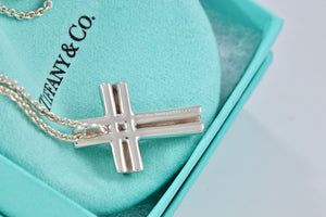 Tiffany & Co. Paloma Picasso Silver Tenderness Heart XL Huge Cross 18" Necklace