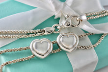 Load image into Gallery viewer, Tiffany &amp; Co. Silver Double Rope Sliding Puffy Hearts 17&quot; Necklace
