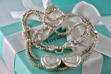 Load image into Gallery viewer, Tiffany &amp; Co. Silver Double Rope Sliding Puffy Hearts 17&quot; Necklace
