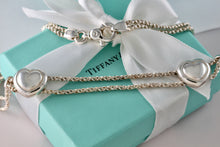 Load image into Gallery viewer, Tiffany &amp; Co. Silver Double Rope Sliding Puffy Hearts 17&quot; Necklace
