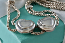 Load image into Gallery viewer, Tiffany &amp; Co. Silver Double Rope Sliding Puffy Hearts 17&quot; Necklace
