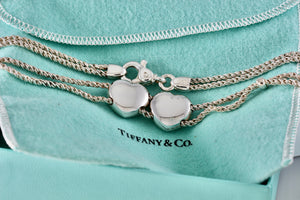Tiffany & Co. Silver Double Rope Sliding Puffy Hearts 17" Necklace