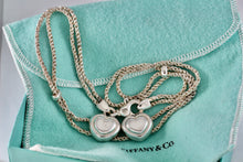 Load image into Gallery viewer, Tiffany &amp; Co. Silver Double Rope Sliding Puffy Hearts 17&quot; Necklace

