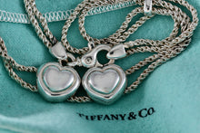 Load image into Gallery viewer, Tiffany &amp; Co. Silver Double Rope Sliding Puffy Hearts 17&quot; Necklace
