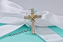 Load image into Gallery viewer, Tiffany &amp; Co. 18K Gold &amp; Silver Cross Pendant Necklace Vintage
