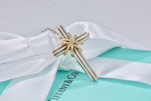 Load image into Gallery viewer, Tiffany &amp; Co. 18K Gold &amp; Silver Cross Pendant Necklace Vintage
