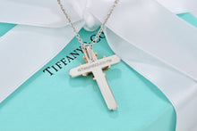 Load image into Gallery viewer, Tiffany &amp; Co. 18K Gold &amp; Silver Cross Pendant Necklace Vintage
