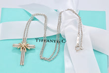 Load image into Gallery viewer, Tiffany &amp; Co. 18K Gold &amp; Silver Cross Pendant Necklace Vintage
