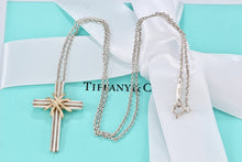 Load image into Gallery viewer, Tiffany &amp; Co. 18K Gold &amp; Silver Cross Pendant Necklace Vintage
