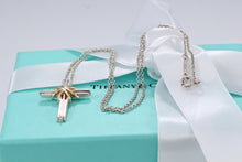 Load image into Gallery viewer, Tiffany &amp; Co. 18K Gold &amp; Silver Cross Pendant Necklace Vintage
