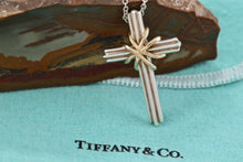 Load image into Gallery viewer, Tiffany &amp; Co. 18K Gold &amp; Silver Cross Pendant Necklace Vintage
