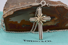 Load image into Gallery viewer, Tiffany &amp; Co. 18K Gold &amp; Silver Cross Pendant Necklace Vintage
