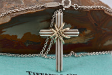 Load image into Gallery viewer, Tiffany &amp; Co. 18K Gold &amp; Silver Cross Pendant Necklace Vintage
