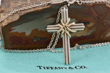 Load image into Gallery viewer, Tiffany &amp; Co. 18K Gold &amp; Silver Cross Pendant Necklace Vintage
