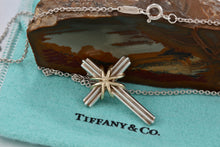 Load image into Gallery viewer, Tiffany &amp; Co. 18K Gold &amp; Silver Cross Pendant Necklace Vintage
