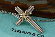 Load image into Gallery viewer, Tiffany &amp; Co. 18K Gold &amp; Silver Cross Pendant Necklace Vintage
