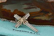 Load image into Gallery viewer, Tiffany &amp; Co. 18K Gold &amp; Silver Cross Pendant Necklace Vintage
