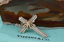 Load image into Gallery viewer, Tiffany &amp; Co. 18K Gold &amp; Silver Cross Pendant Necklace Vintage
