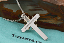 Load image into Gallery viewer, Tiffany &amp; Co. 18K Gold &amp; Silver Cross Pendant Necklace Vintage
