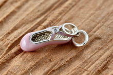 Load image into Gallery viewer, Tiffany &amp; Co. Pink Enamel Diamond Silver Ballet Shoe Slipper Charm Pendant
