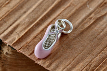 Load image into Gallery viewer, Tiffany &amp; Co. Pink Enamel Diamond Silver Ballet Shoe Slipper Charm Pendant
