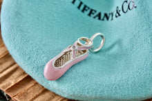 Load image into Gallery viewer, Tiffany &amp; Co. Pink Enamel Diamond Silver Ballet Shoe Slipper Charm Pendant
