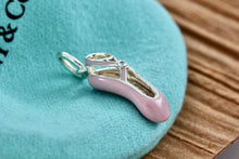 Load image into Gallery viewer, Tiffany &amp; Co. Pink Enamel Diamond Silver Ballet Shoe Slipper Charm Pendant
