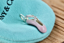 Load image into Gallery viewer, Tiffany &amp; Co. Pink Enamel Diamond Silver Ballet Shoe Slipper Charm Pendant
