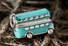 Load image into Gallery viewer, Tiffany &amp; Co. Blue Enamel Silver Double Decker Bus Charm Pendant
