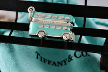 Load image into Gallery viewer, Tiffany &amp; Co. Blue Enamel Silver Double Decker Bus Charm Pendant
